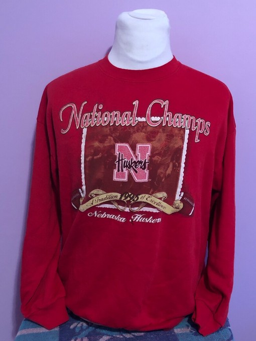 Vintage University Of Nebraska Cornhuskers 1995 National Champions Sweatshirt and Retro T-Shirt NCAA Shirt