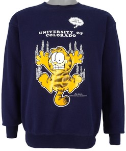 Vintage University of Colorado Garfield Crew Neck Sweatshirt, 1990s Style - Great Addition to Your College Shirts
