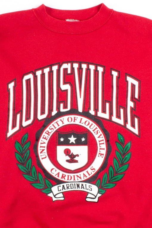 Vintage University of Louisville Cardinals Football Fan Shirt Hooded Sweatshirt - NCAA Shirts for Kids - Image 2