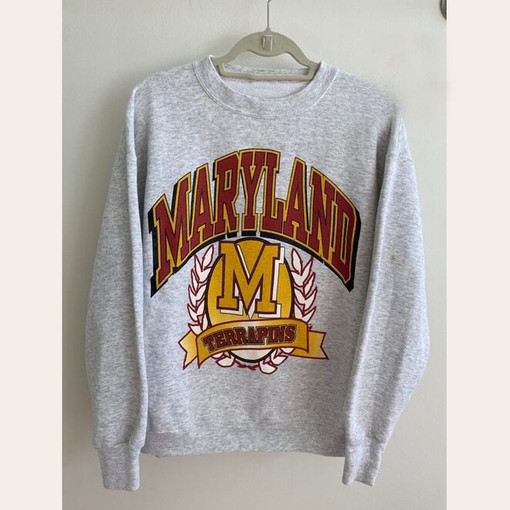 Vintage University of Maryland Logo Crewneck Sweatshirt and Indiana Hoosiers Shirt - NCAA Shirts