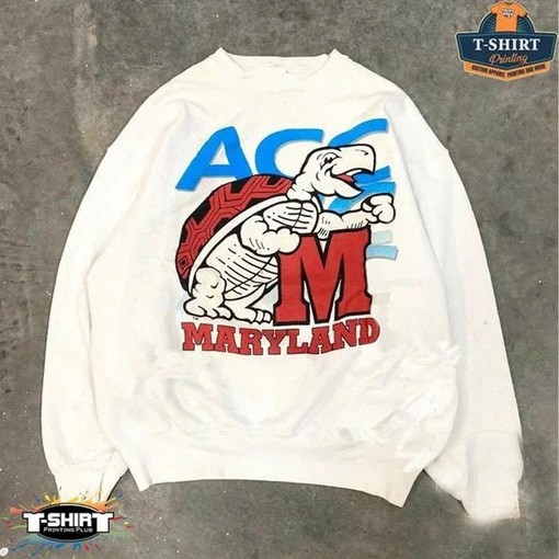 Vintage University of Maryland Logo Crewneck Sweatshirt and Shirt - Graphic Tee Shirt - NCAA Shirts