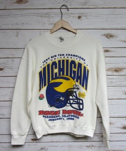 Vintage University of Michigan Big Ten Champions Rose Bowl Wolverines Sweatshirt, Michigan Wolverines Sweater for Fans