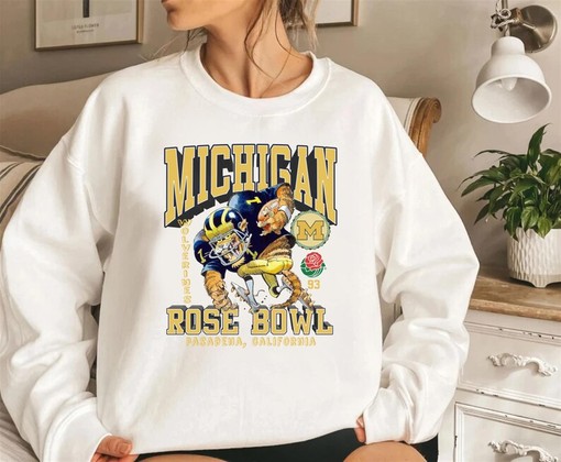 Vintage University of Michigan Wolverines Rose Bowl Sweatshirt Michigan Wolverines Hoodie Shirt, NCAA Shirts for Women - Image 2