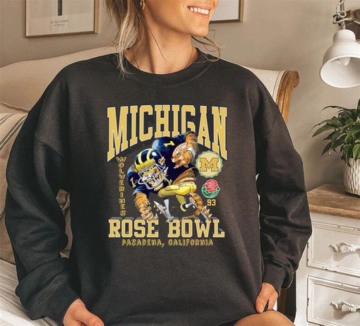 Vintage University of Michigan Wolverines Rose Bowl Sweatshirt Michigan Wolverines Hoodie Shirt, NCAA Shirts for Women - Image 3