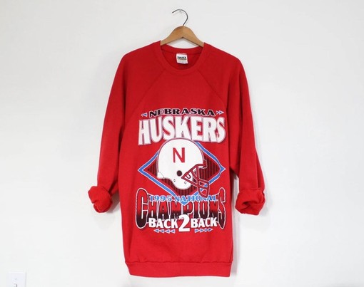Vintage University of Nebraska Cornhuskers 1995 Football Champions Sweatshirt, NCAA Gist Fans