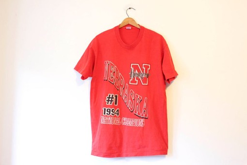 Vintage University of Nebraska Cornhuskers Football Championship T Shirt, NCAA Apparel