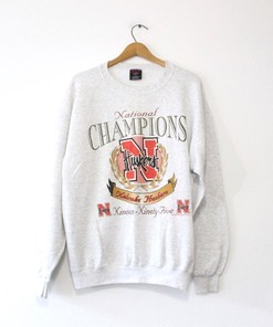 Vintage University of Nebraska Cornhuskers Huskers National Champions Sweatshirt, NCAA Apparel