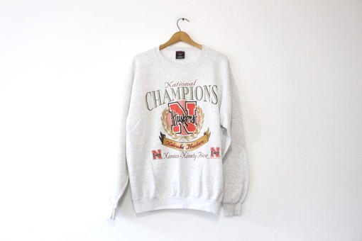 Vintage University of Nebraska Cornhuskers Huskers National Champions Sweatshirt, NCAA Apparel