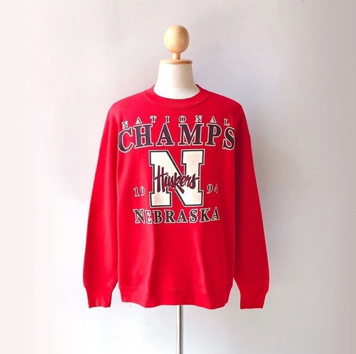 Vintage University of Nebraska Huskers National Champions Sweatshirt, NCAA Apparel