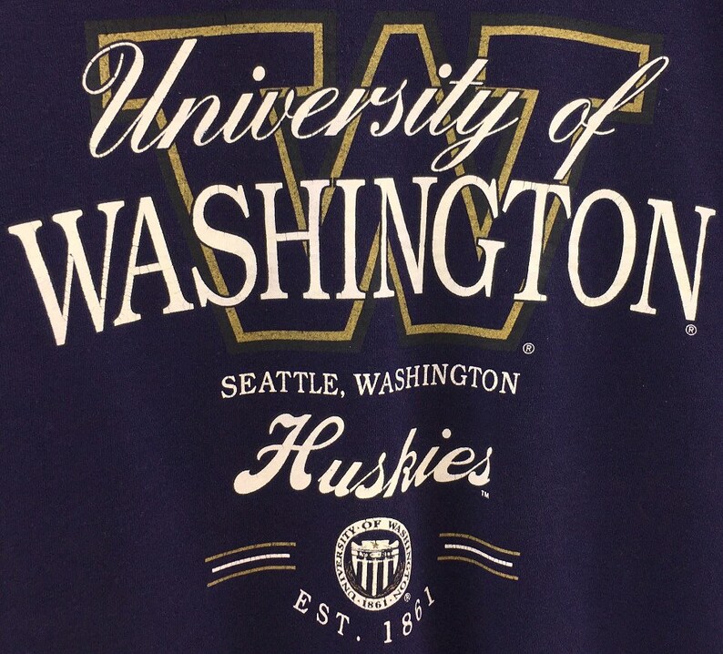 Vintage University of Washington Huskies Crewneck Sweatshirt, NCAA Sportswear Shirt - Image 2