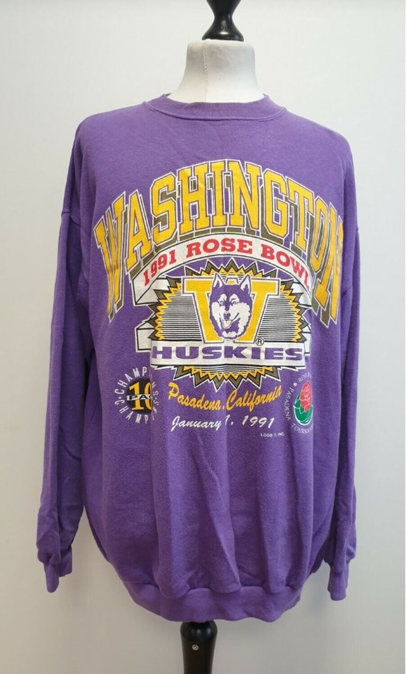 Vintage University of Washington Huskies Rose Bowl 1991 Sweatshirt, Classic NCAA Shirts for Women