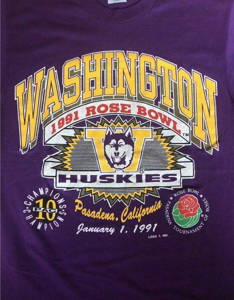 Vintage University of Washington Huskies Rose Bowl 1991 Sweatshirt, Classic NCAA Shirts for Women - Image 3