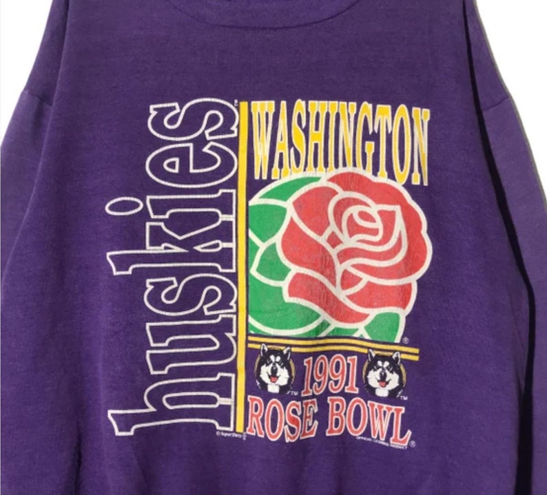 Vintage University of Washington Huskies Rose Bowl 1991 Sweatshirt, UW Huskies T-Shirt for Men - Image 2