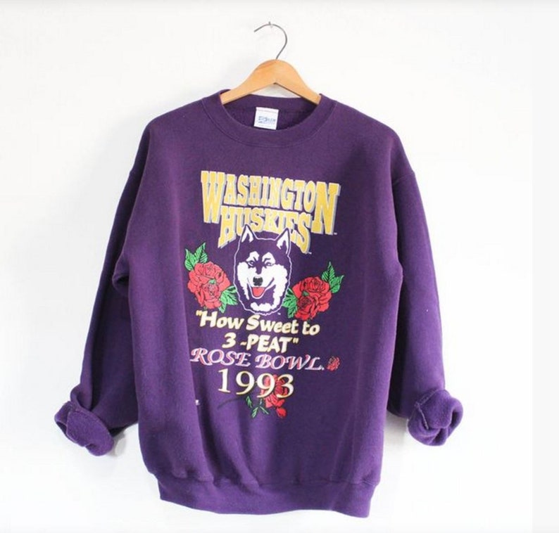 Vintage University of Washington Huskies Rose Bowl 1993 Crewneck Sweatshirt, Classic NCAA Shirts for Men