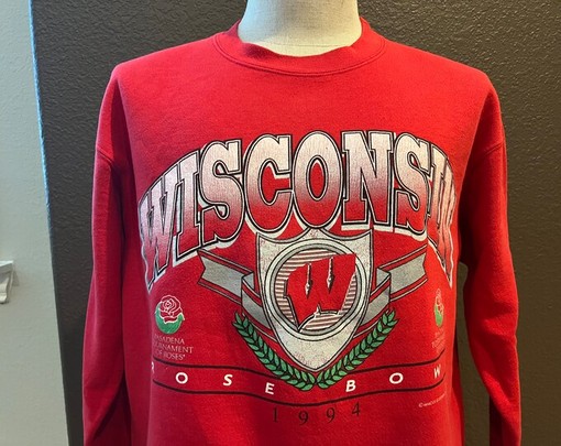 Vintage University of Wisconsin Badgers 1994 Rose Bowl Red Sweatshirt - NCAA Fan Gear - Image 3