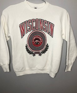 Vintage University of Wisconsin Badgers 90s Spellout Crewneck Sweatshirt - NCAA Apparel for all