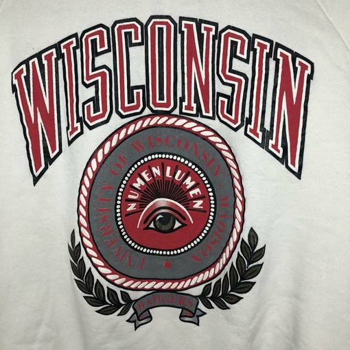 Vintage University of Wisconsin Badgers 90s Spellout Crewneck Sweatshirt - NCAA Apparel for all - Image 2
