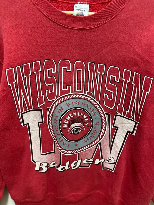 Vintage University of Wisconsin Badgers Crewneck Pullover Sweatshirt with 90s Print - NCAA Fan Gear - Image 2