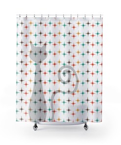 Vintage Vibes Atomic Cat Retro Shower Curtain