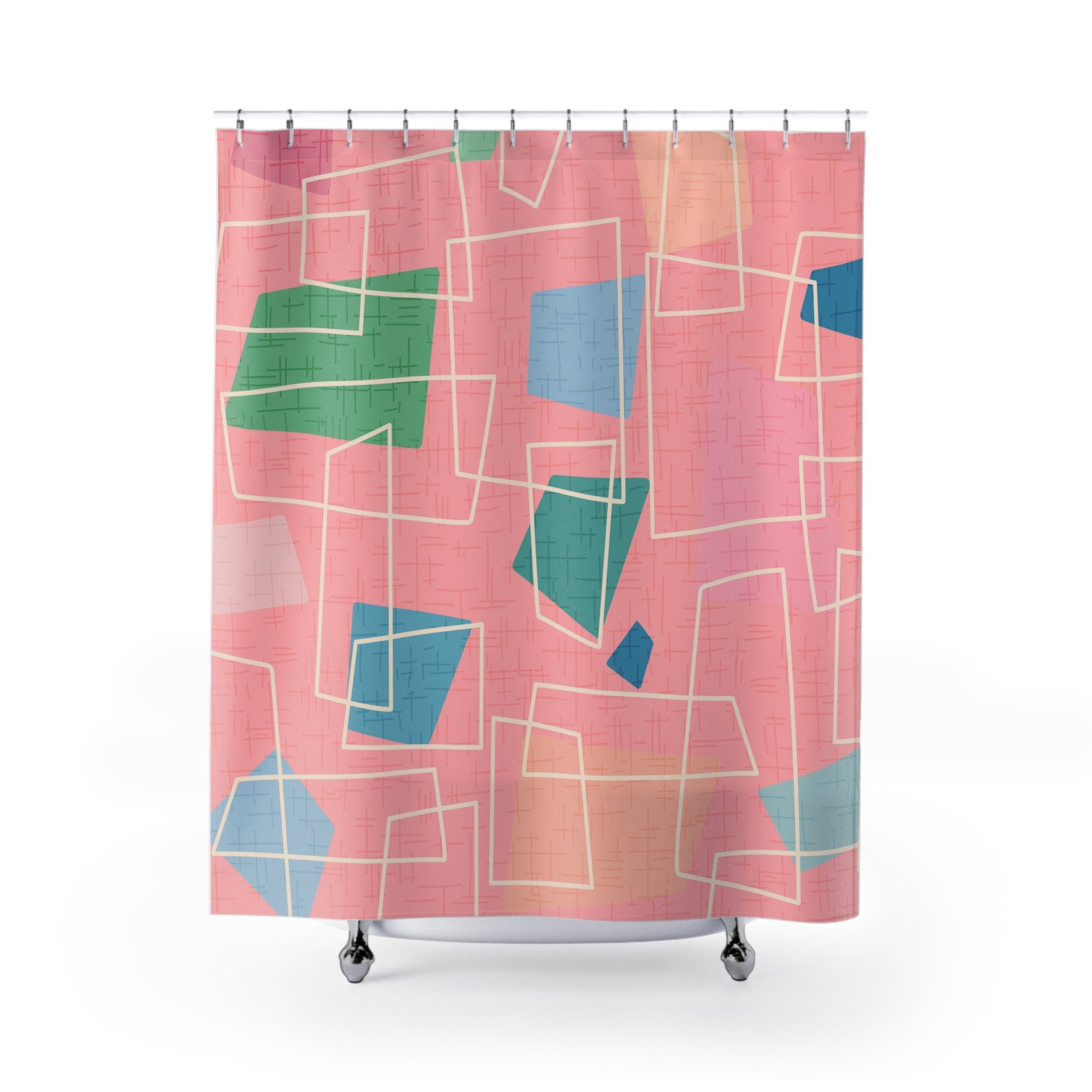 Vintage Vibes Retro Bathroom Decor Set - Shower Curtain, Tub Curtain, and Bathroom Accessories - Image 2