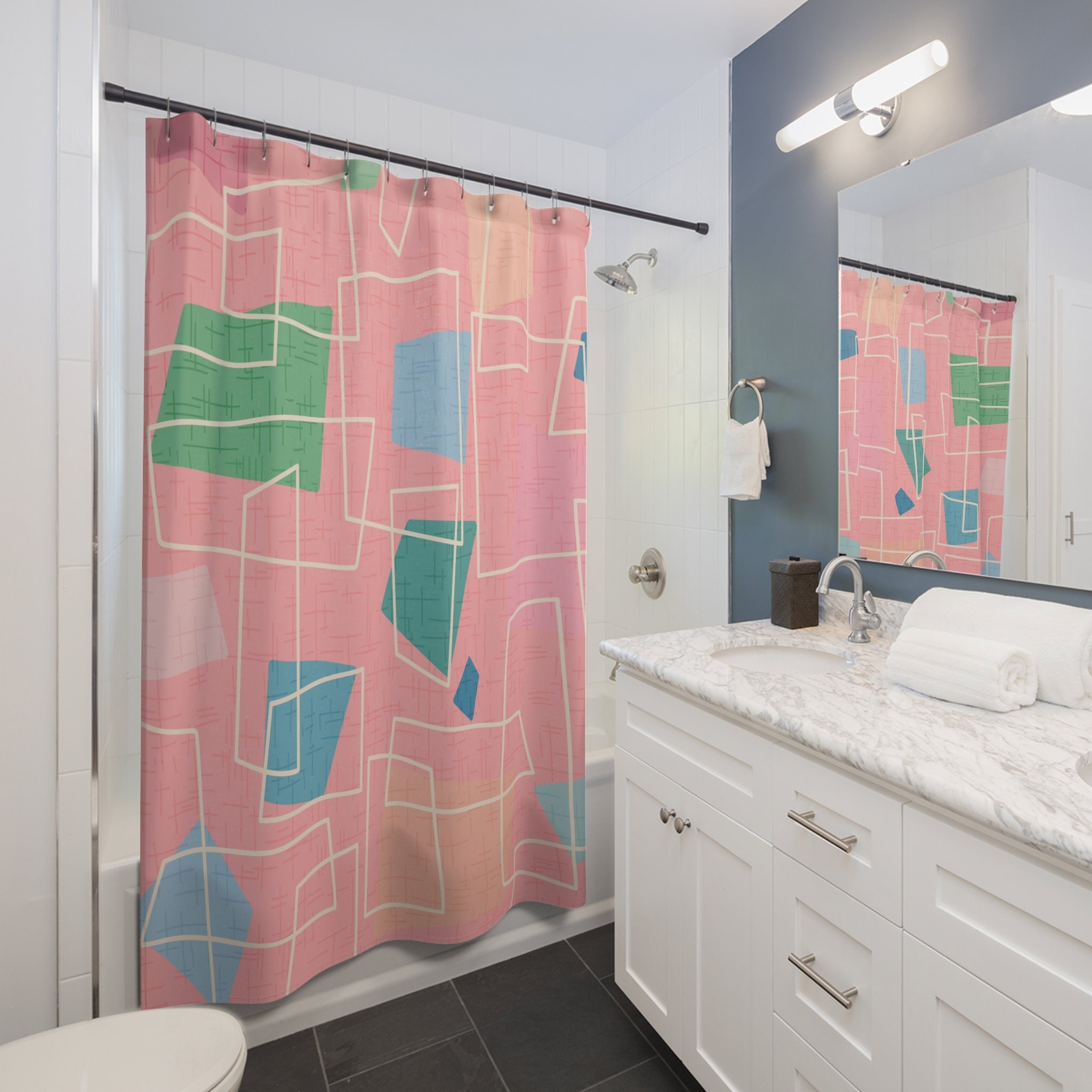 Vintage Vibes Retro Bathroom Decor Set - Shower Curtain, Tub Curtain, and Bathroom Accessories - Image 3