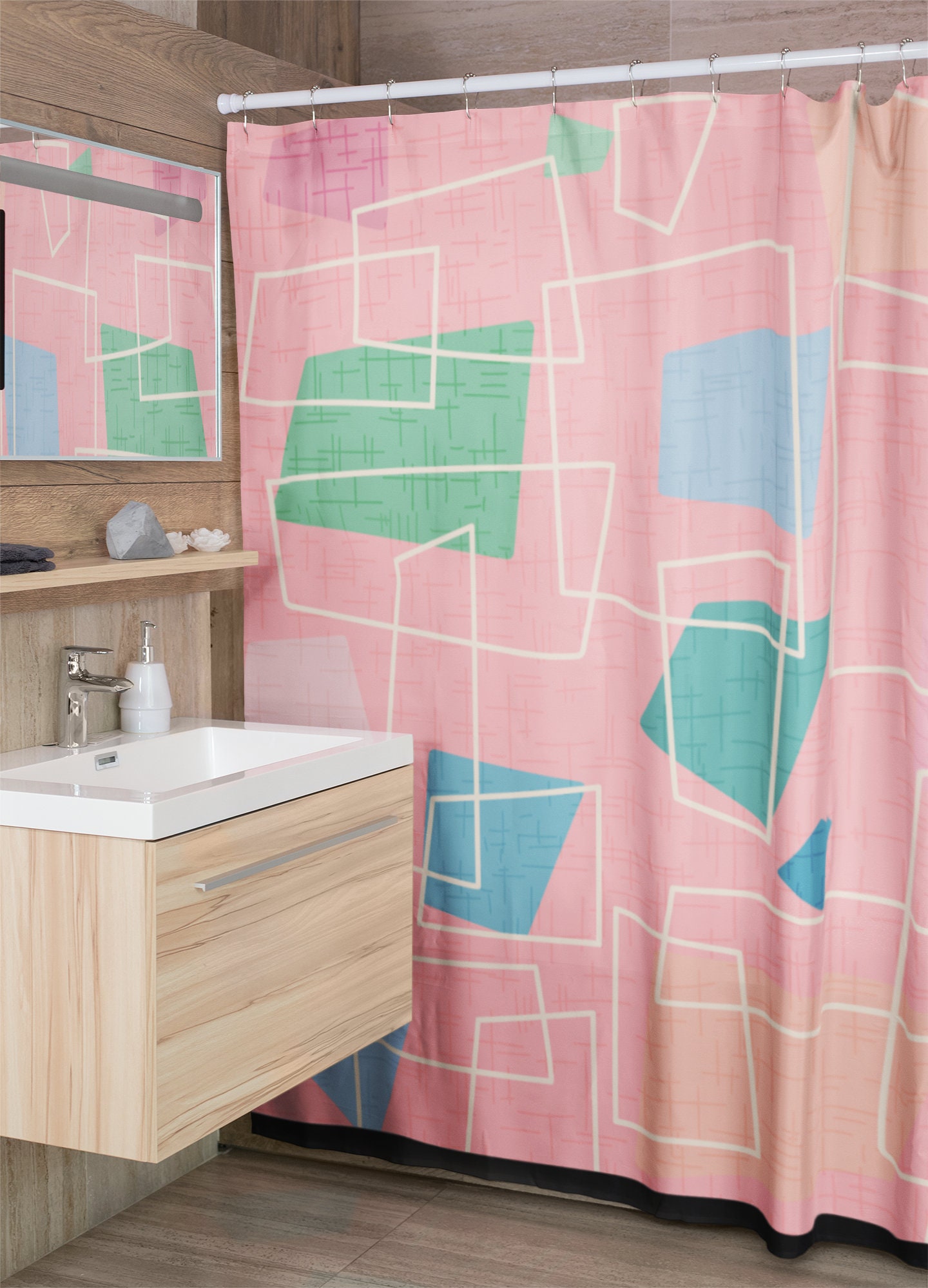 Vintage Vibes Retro Bathroom Decor Set - Shower Curtain, Tub Curtain, and Bathroom Accessories - Image 4