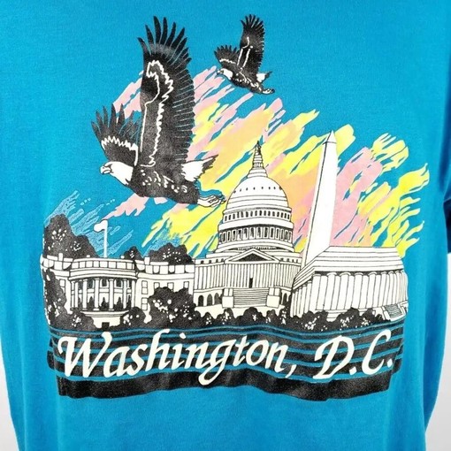 Vintage Washington DC The Nations Capital Bald Eagle T-Shirt Sweatshirt Pullover Hoodie Reprinted for Fans - Image 2