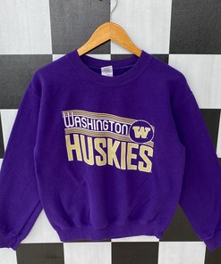 Vintage Washington Huskies Crewneck Jumper Big Logo Pullover Shirt - Perfect Gift For Football Fans