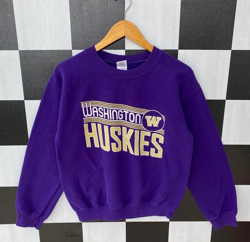 Vintage Washington Huskies Crewneck Jumper Big Logo Pullover Shirt - Perfect Gift For Football Fans