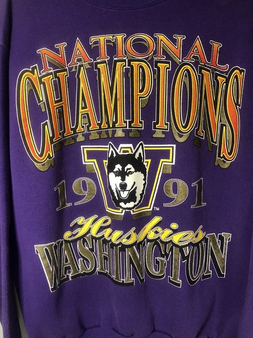 Vintage Washington Huskies Football Sweatshirt, Retro NCAA College Shirt - Image 2