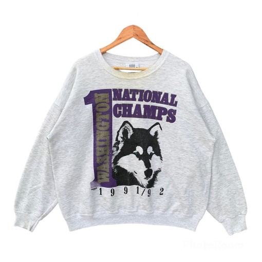 Vintage Washington Huskies Sweater, NFL Team Champs Graphic, Classic College Shirts for Men