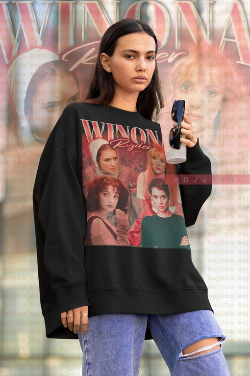 Vintage Winona Ryder Sweatshirt, Beautiful Actress Fan Art Design
