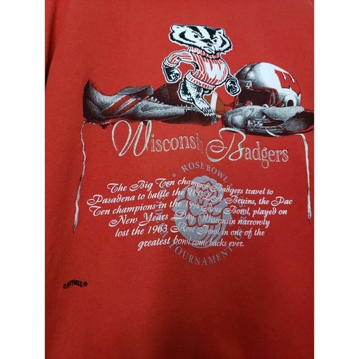 Vintage Wisconsin Badgers 1994 NCAA Rose Bowl Crew Neck Sweatshirt - Classic NCAA Clothing with retro ncaa shirts - Image 3