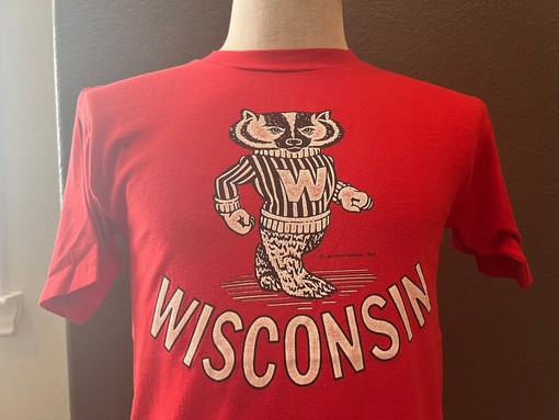 Vintage Wisconsin Badgers Red Shirt from the 1980s, Wisconsin Travel Gift, University Student Gift with college shirts - Image 2