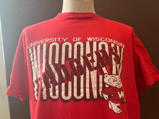 Vintage Wisconsin Badgers Red Shirt from the 1990s, Perfect Gift for NCAA Fans with vintage ncaa shirts - Image 2