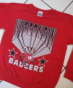 Vintage Wisconsin Badgers Sweatshirt - NCAA Football Fan Gear - 1992 Tultex Edition for Classic Look Fans