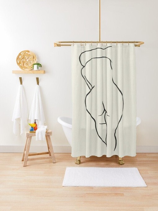 Vintage Women Illustration Shower Curtain | Waterproof Bath Curtain | Vintage Women Design | Rustic Bathroom Decor
