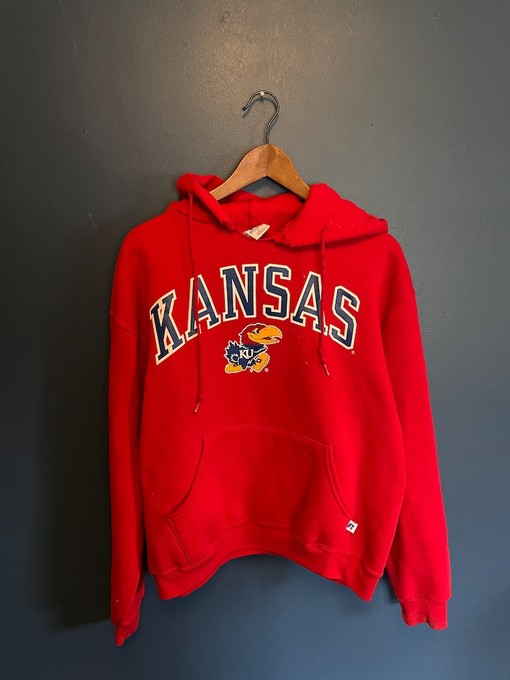Vintage Y2K Kansas Jayhawks Russell Athletic Ku University Hoodie Sweatshirt, NCAA Shirts for Men