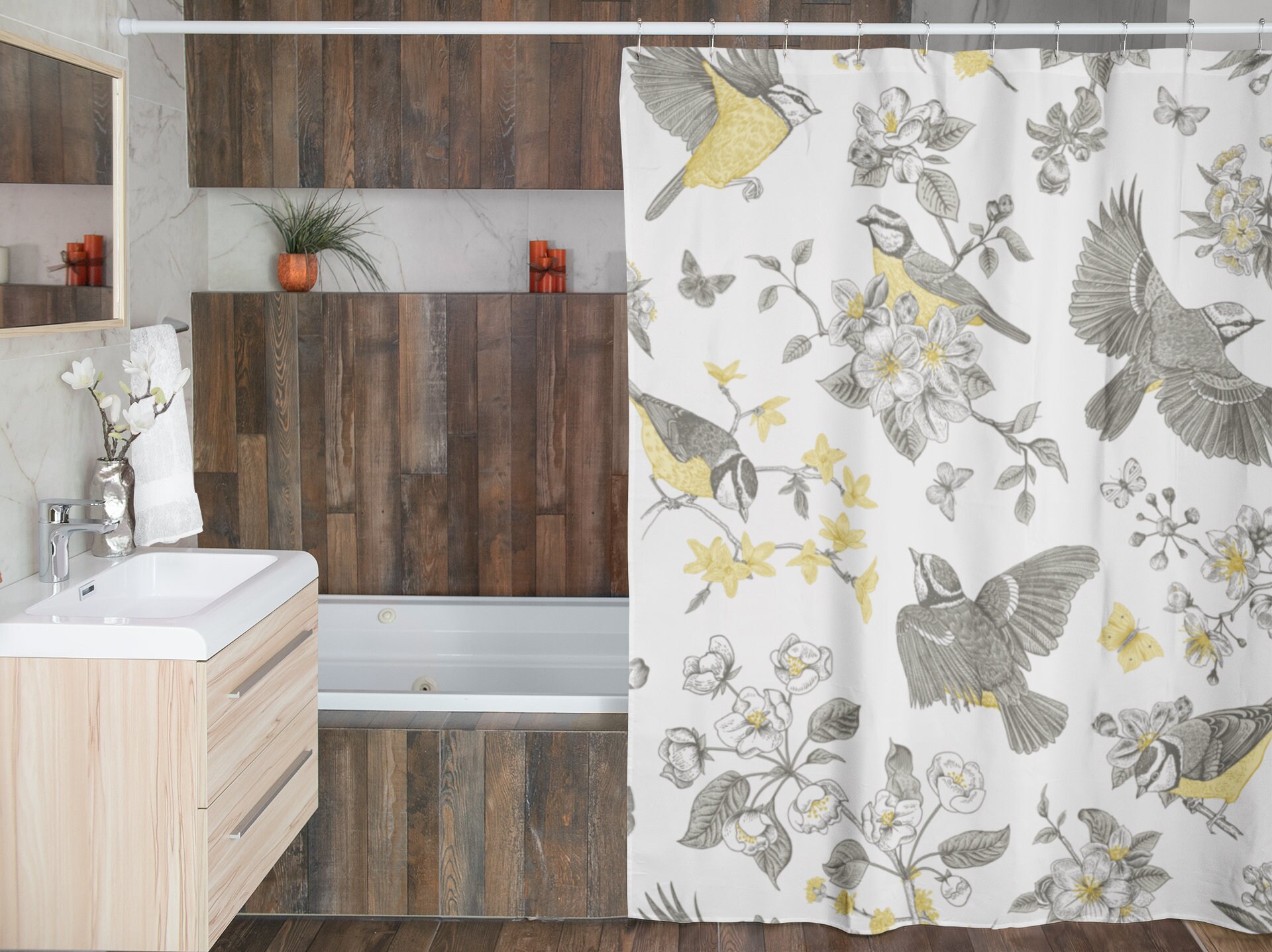 Vintage-Inspired Toile Shower Curtain | Classic Bathroom Decor | Elegant Vintage Bath Accessory Shower Curtains