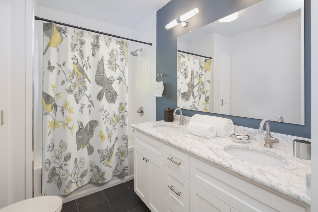 Vintage-Inspired Toile Shower Curtain | Classic Bathroom Decor | Elegant Vintage Bath Accessory Shower Curtains - Image 3