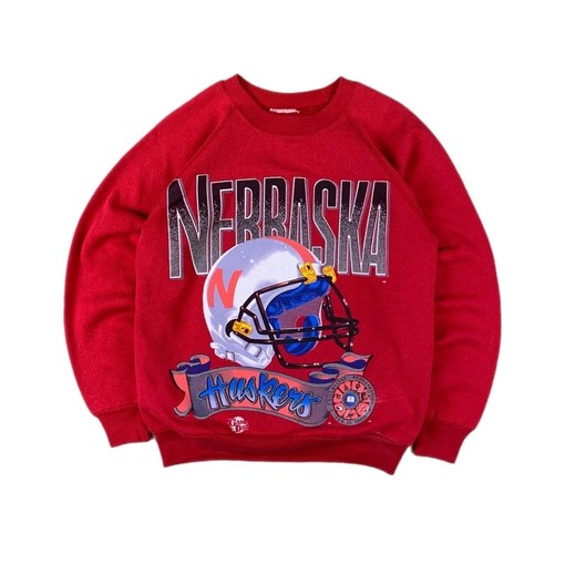 Vintage-Style Nebraska Huskers Helmet Crewneck Sweatshirt - A Must-Have for NCAA Enthusiasts
