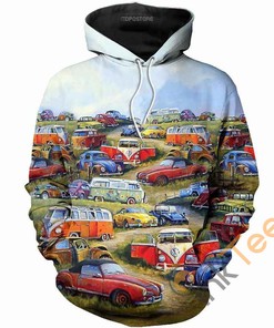 Volkswagen Camping Car Retro Custom All Over Print 3D Hoodie