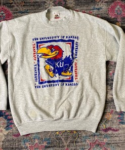 Vtg Ku Jayhawks Kansas University Pullover Sweatshirt, NCAA Shirts for Men