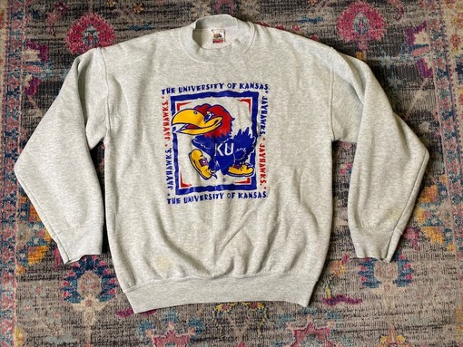 Vtg Ku Jayhawks Kansas University Pullover Sweatshirt, NCAA Shirts for Men