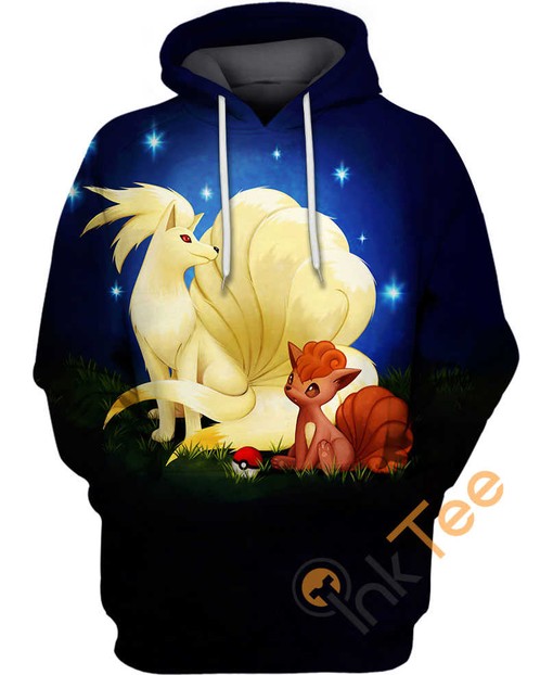 Vulpix and Ninetales Cartoon Hoodie with 3D All Over Print for Fans