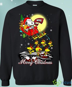 WKU Hilltoppers Snoopy Christmas Sweatshirt, Santa Claus Sleigh Vintage NCAA Shirts