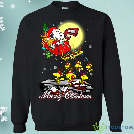 WKU Hilltoppers Snoopy Christmas Sweatshirt, Santa Claus Sleigh Vintage NCAA Shirts