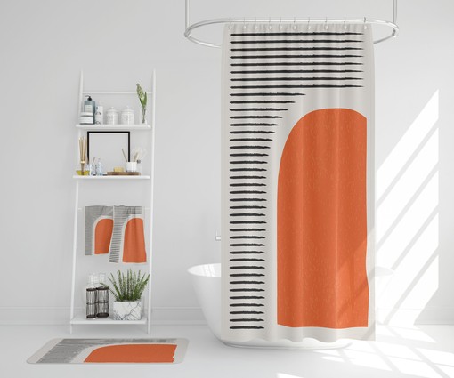 Waffle Weave Shower Curtain with Bohemian Bathroom Accessories, Perfect for Boho Style