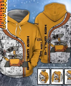 Wall-e and Eve Love in Space 3D Hoodie for Sci-fi Fans