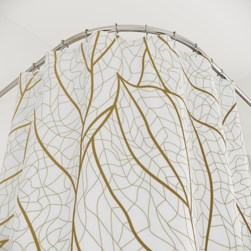 Warm Earth Gold Leaf Tropical Leaves Abstract Art Shower Curtain or Mat, Contemporary Design - Image 3
